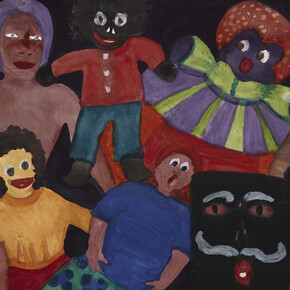 Betye Saar, 10 dolls with black mask (detail), 2022. Courtesy of the New York Historical