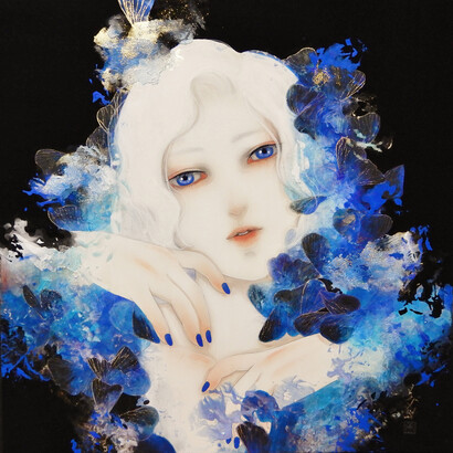 Mitzuko Kuroki, Spica of the Spring, 2020, Nihonga, 41x41cm. 