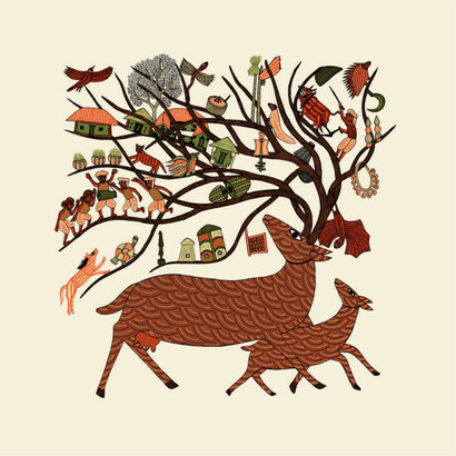 Dal libro "Creazione", Salani, illustrato da Bhajju Shyam - arte Gond (India centrale)