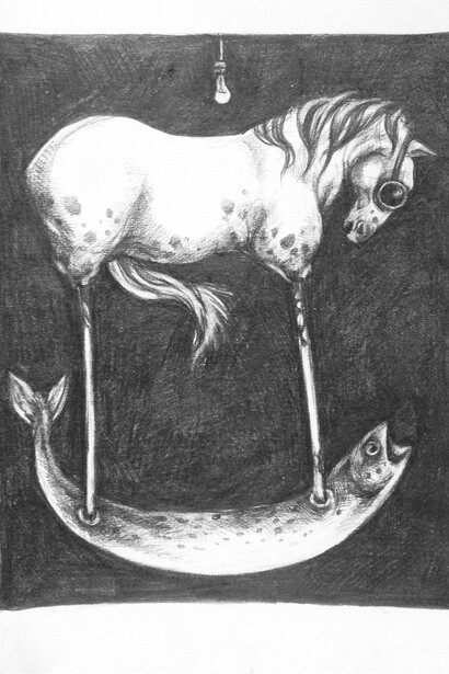 Afarin Sajedi, Riding, 29 x 42 cm, graphite on paper, Dorothy Circus Gallery