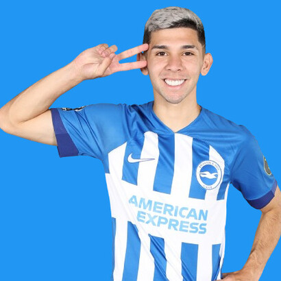 Júlio Enciso, paraguaio, 19 anos de idade e atacante no time Brighton. Foto oficial do Brighton & Holve Albion
