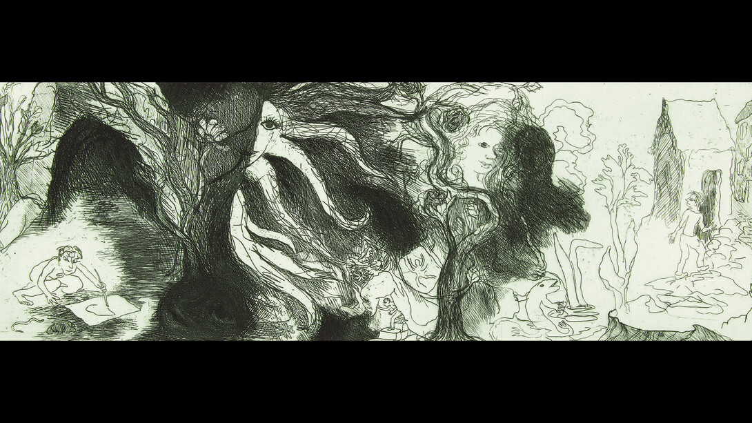 Man Drawing at Entrance to a Cave, 1995- Copyright The Estate of Ken Kiff, courtesy Marlborough Fine Art.