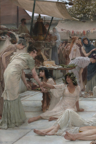 Lawrence Alma-Tadema, Las mujeres de Anfisa (detalle), c. 1887
