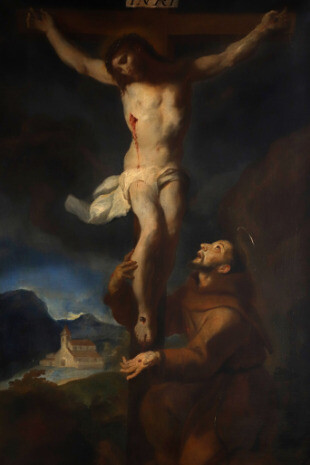 St Francis' vision of the cross (detail), 1695. Courtesy of DomQuartier Museum