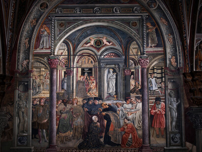 Priam della Quercia, Agostino Novello entrega el hábito al rector (1442), Santa María della Scala