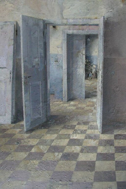 Matteo Massagrande, Interno, 2010, tecnica mista su tavola, cm