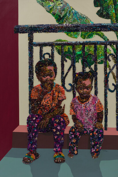 Shinique Smith and Marcellina Akpojotor, Social fabrics, magic and memories, artwork in exhibition. Courtesy of Rele Gallery