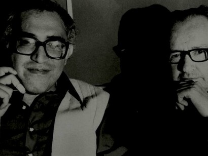 Con Juan Rulfo. La información de la toma indica que es obra de la cámara del propio JR