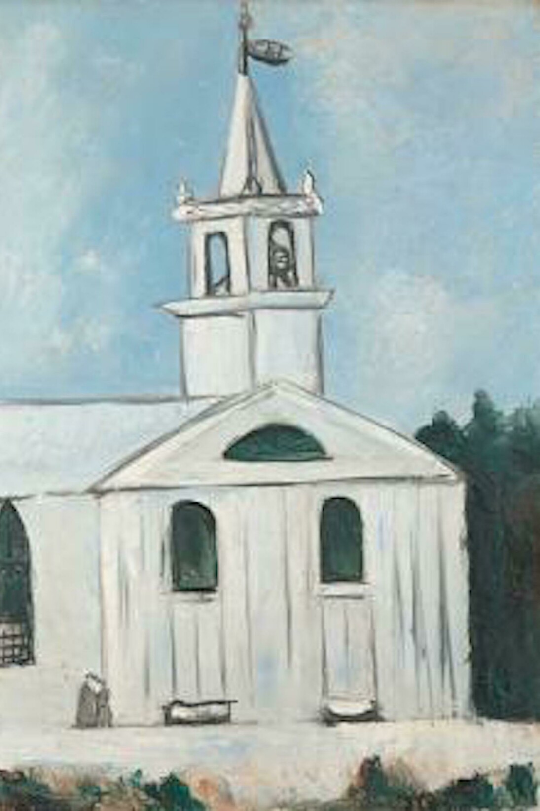 Marsden Hartley (American, 1877-1943), Church at Head Tide, Maine, 1938, Oil on commercially prepared paperboard (academy board), 281/8 x 221/8 (71.4 x 56.2 cm). Colby College Museum of Art, Waterville, Bequest of Adelaide Moise 