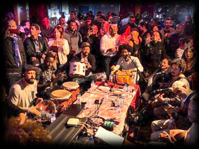 Samba em festa de Ano Novo no Cais do Sodré, Lisboa, Portugal