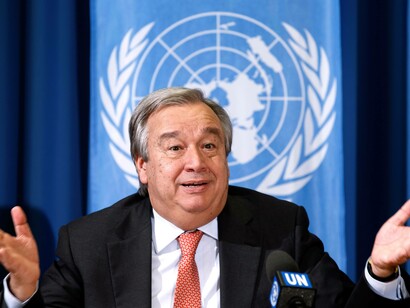 UN Secretary-General Antonio Guterres surprised by a question posed by a reporter 