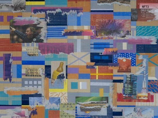 Tom Pike, Harry in Hong Kong, 36.5 x 48 cm, acrylic on board and collage