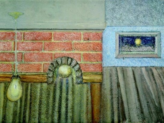 Richard Artschwager. Light Bulbs, 2007. Charcoal, pastel, and acrylic on handmade paper on soundboard in artist’s frame. 52 x 75 1/2 in. (132.1 x 191.8 cm). Private Collection. © Richard Artschwager. Photo credit: Gagosian Gallery. Photography by Robert McKeever.