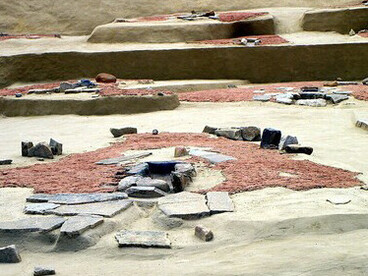 Lepenski Vir (Serbian Cyrillic: Лепенски Вир, “Lepena Whirlpool”) is a major archaeological site in Serbia, associated with the Lepenski Vir–Schela Cladovei culture. It reflects the transition from Mesolithic hunter-gatherers of the Iron Gates to the Early Neolithic farming societies of the Balkans