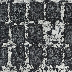 Rashid Johnson, The Crowd, 2016, White ceramic tile, black soap, and wax. 73 x 94 1/2 x 2 1/2 in(185.42 x 240.03 x 6.35 cm)JOHR_0025. Courtesy of the artist and David Kordansky Gallery. Photo by Martin Parsekian