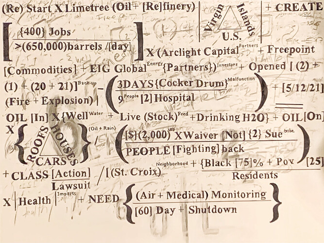 Gabriel Delgado, Limetree Bay Oil Refinery, 2021, Ink, Graphite, Chalk on Paper, 22x30 in 