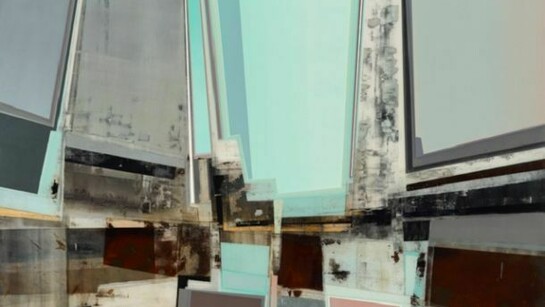 Michael Dickey, Untitled (887 grey aqua), acrylic and resin on wood, 48 x 60 inches, 122 x 152 cm - 2012