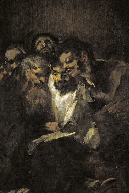 Hombres leyendo, Francisco de Goya, entre 1820 y 1823, parte de la serie de Pinturas negras