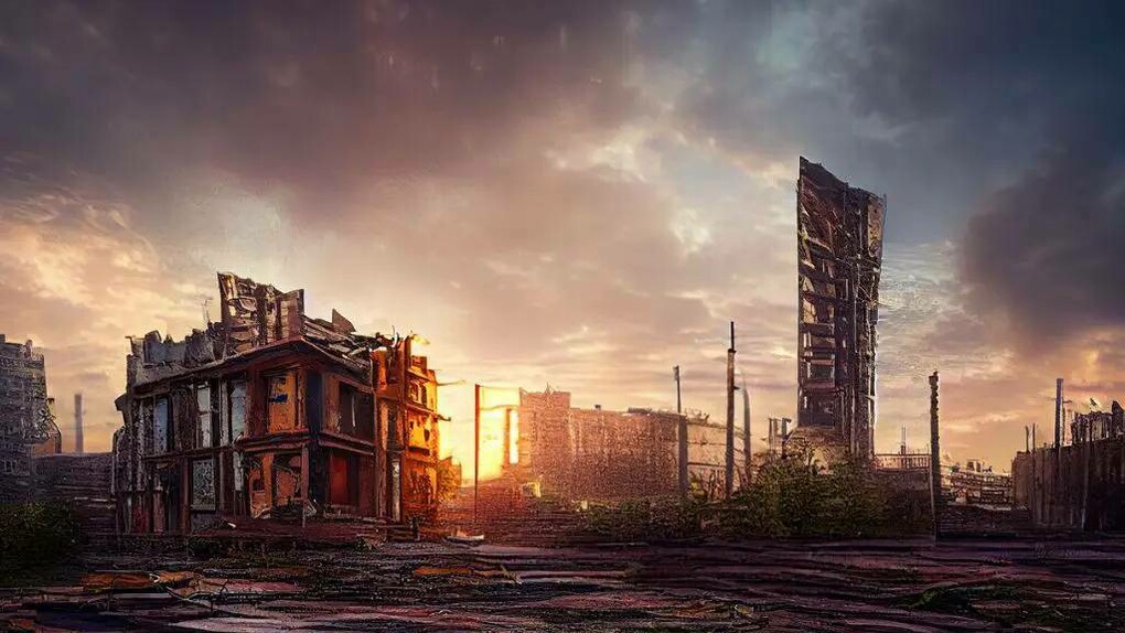 A city destroyed by mankind and now left in ruins