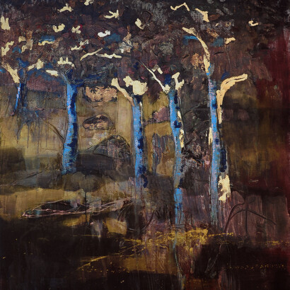 Scorcio di foresta, 160x130 cm, mixed media on canvas, 2016. Courtesy of Maddox Gallery