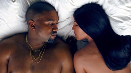 Kanye West y Kim Kardashian en el videoclip de "Famous"
