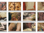 Catherine Opie, 
Blood Grid #2, 2023,
pigment print,
12 prints, each: 11 x 16.5 inches (image)
© Catherine Opie. Courtesy Regen Projects, Los Angeles and Lehmann Maupin, New York, Seoul, and London