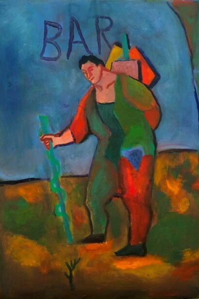 Sandro Chia, Bar, 2014, oil on canvas, 60 x 50 cm