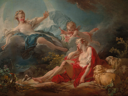 Jean Honoré Fragonard; Diana y Endimión, c. 1756, National Gallery of Art, Washington D. C. (detalle)