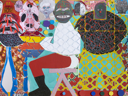 Trenton Doyle Hancock, I Know Just How You Feel, 2015, acrylic and mixed media on canvas, 167.6 x 274.3 x 12.1 cm, Image courtesy of Hales Gallery, London. Copyright Trenton Doyle Hancock