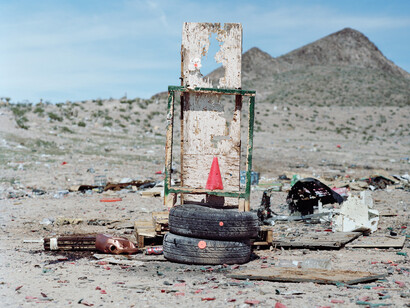 Alexa Hoyer, Assemblage with Tires and Cone, 2017 - Archival Pigmented Print, 24 x 30 inches


