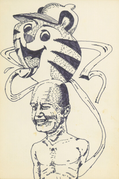 Mike Kelley, Untitled (Allegorical Drawing), 1976, Marker on file card, 15.2 x 10.2 cm / 6 x 4 in © Mike Kelley Foundation for the Arts. All Rights Reserved/VAGA at ARS, NY, Courtesy the Foundation and Hauser & Wirth.