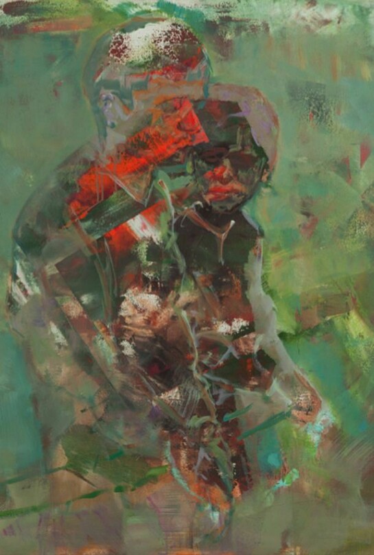 Robert Muntean, Medici, 2014, oil on canvas, 90 x 80 cm