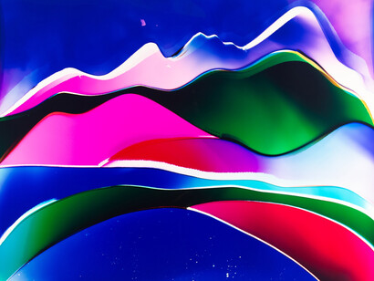 Liz Nielsen,
Rolling Aura,
2021,
Analog Chromogenic Photogram, unique, on Fujiflex,
20 x 49 in. (101.5 x 124.5 cm)