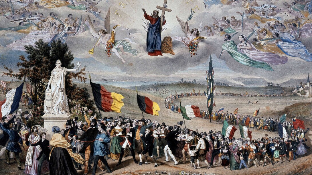 «El pacto» forma parte de «La república universal, democrática y social», obra pintada por Frédéric Sorrieu en 1850 para conmemorar los hechos de 1848