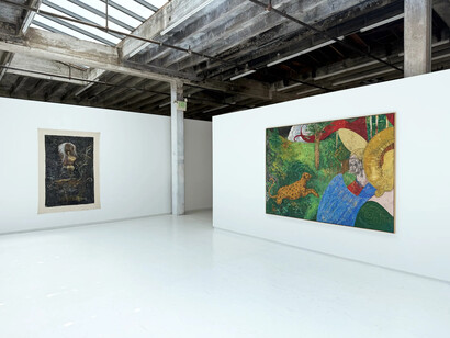 William T. Wiley, Musin’ and mussin’ with the masters, exhibition view. Courtesy of Hosfelt Gallery