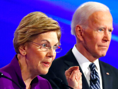 Warren & Biden durante un debate 