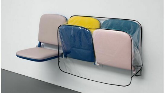 Magali Reus, Parking (Jogs) 2013, polyester resin, pigments, clear PVC, cotton, Airtex
57 x 140 x 48,5 cm