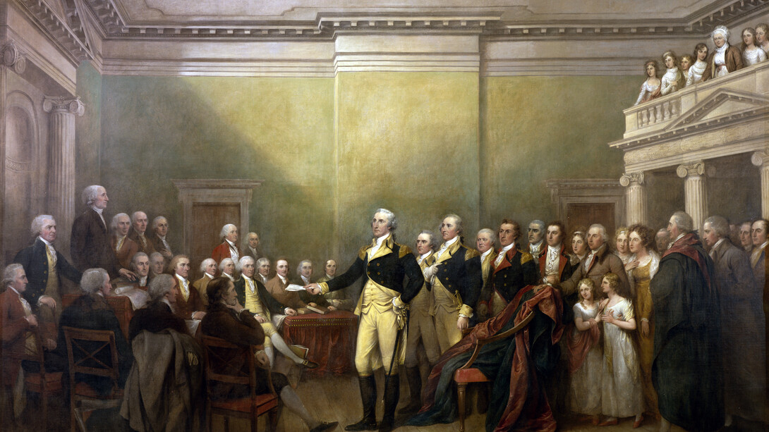 John Trumbull, George Washington renunciando a su comisión
