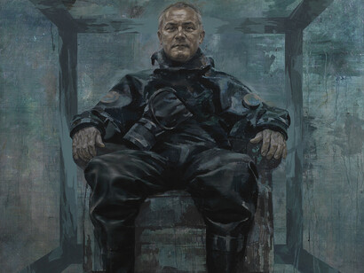 Jonathan Yeo, Damien, 2013, 2013 Inkjet on Hahnemuhle Photo Rag Ultrasmooth, hand torn edges and acrylic hand finishing, Paper Size: 22 x 22 in / 56 x 56 cm, Edition of 55 plus 12 artist proofs, image courtesy of Eleven, London 
