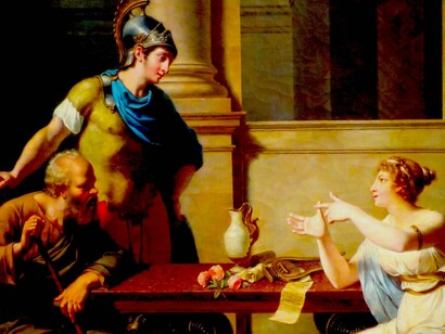 El debate de Sócrates y Aspasia, Nicolas-André Monsiau 