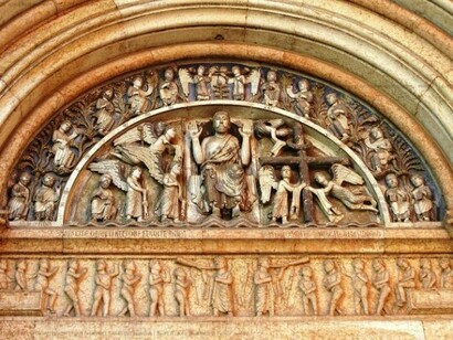 Détail de la façade du Baptistère de Parme