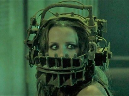 A woman in one of Jigsaw's traps from the film Saw