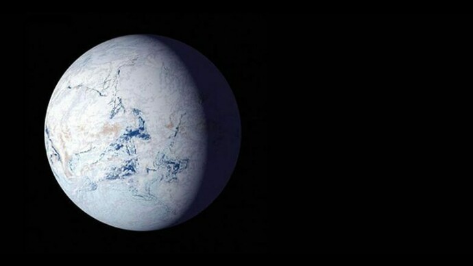 Questa immagine rappresenta la terra durante una possibile era glaciale