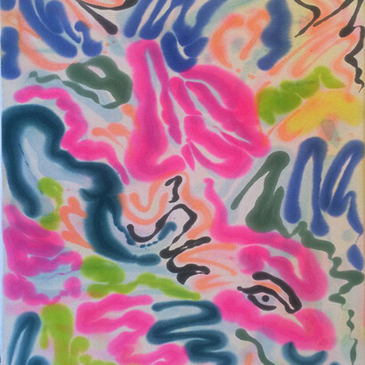 Saira McLaren, Birds in Spring, 2015, pigment and dye on raw canvas, 32 x 26 inches