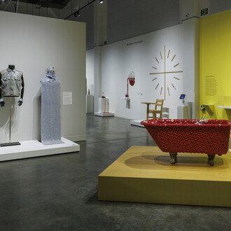 Buttons on! Exhibition view. Courtesy of Museum of Craft and Design