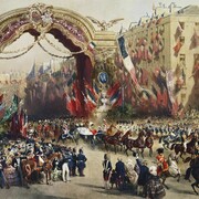 Queen Victoria s entry into Paris -18 August 1855 by Eugène-Charles-François Guérard 1821-66 - Presented to Queen Victoria by the Emperor and Empress - Christmas 1855 ©  Royal Collection