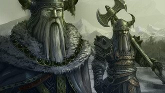 Vikings, as hulking, bearded men 