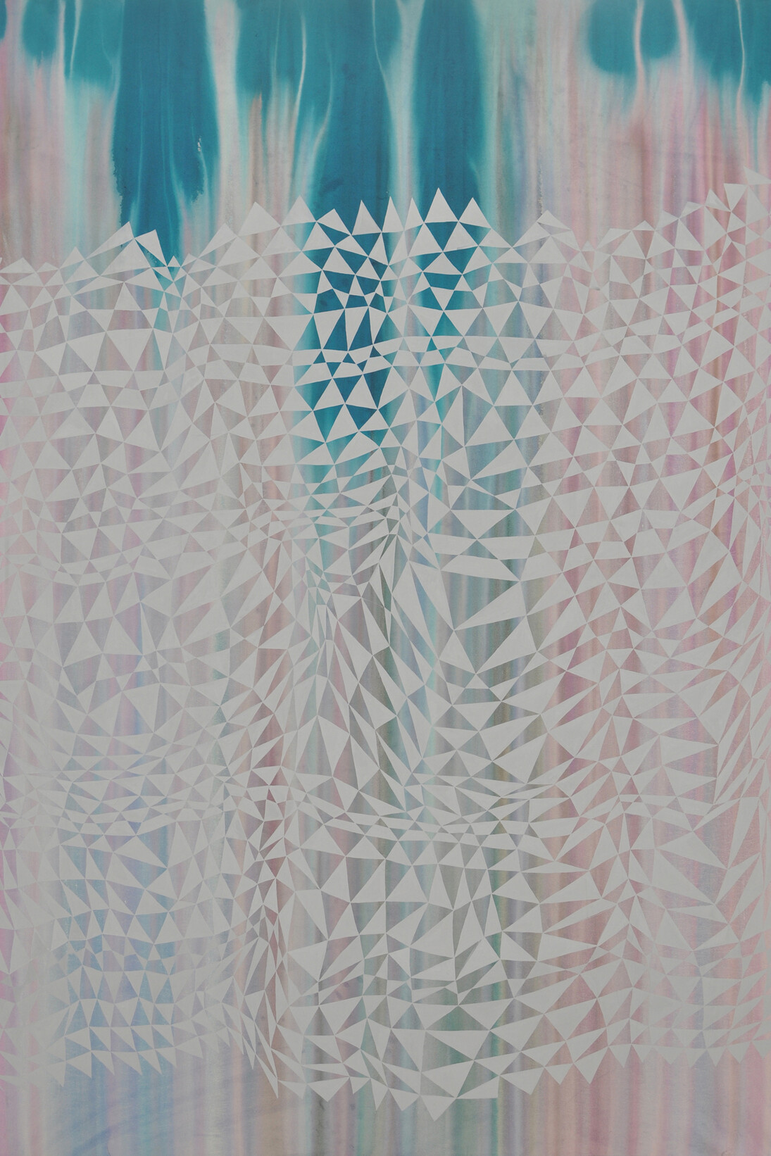 Émilie Satre, Collumns, 2014, Encre acrylique et tempera sur papier, 140 x 200 cm © l’artiste