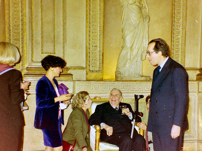 Federico Zeri con Roberto D'Agostino e Carmen Iarrera