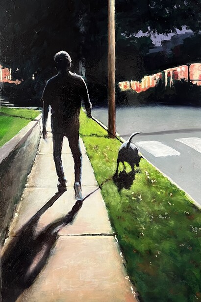 Laura Rutherford Renner, A Night Out (detail). Oil on wood. Courtesy of Viridian Artists
